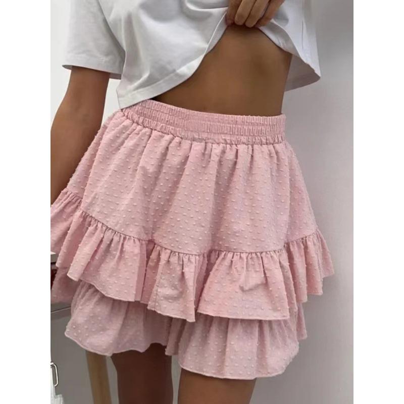The New Spring and Summer Women's Wear Features A Solid Color High-waisted Lace Design A Sexy Cake Skirt and Skirt Pants