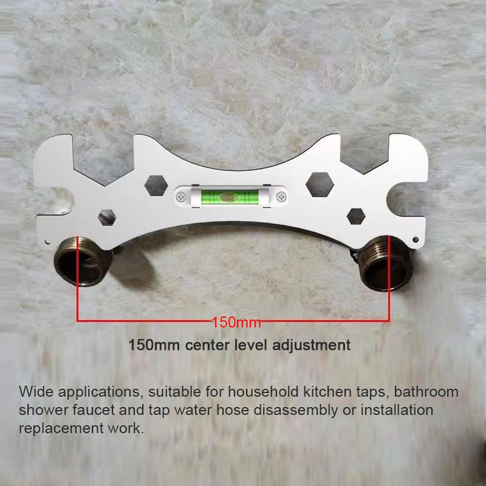Multifunction Stainless Steel Plumbing Wrench Tool Bathroom Water Pipes Shower Faucet Drain Hose Installation and Removal Wrench with Level Bubble