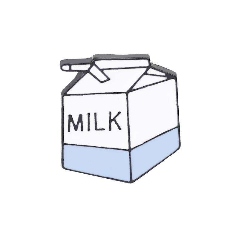 Funny Simple Milk Drink Shaped Enamel Brooches Women Girls Bag Backpack Dress Pins Summer Badge