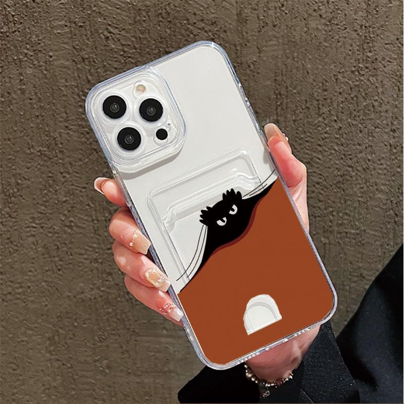 

Card Slot Holder Silicone Wallet Pocket Case For Xiaomi 14T 13T Redmi 15 Note 12 13 Oppo Reno 12F 13F 14F Samsung A15 A25 A35 Cover Clear Phone Bumper Honor 8A/Huawei Y6 2019