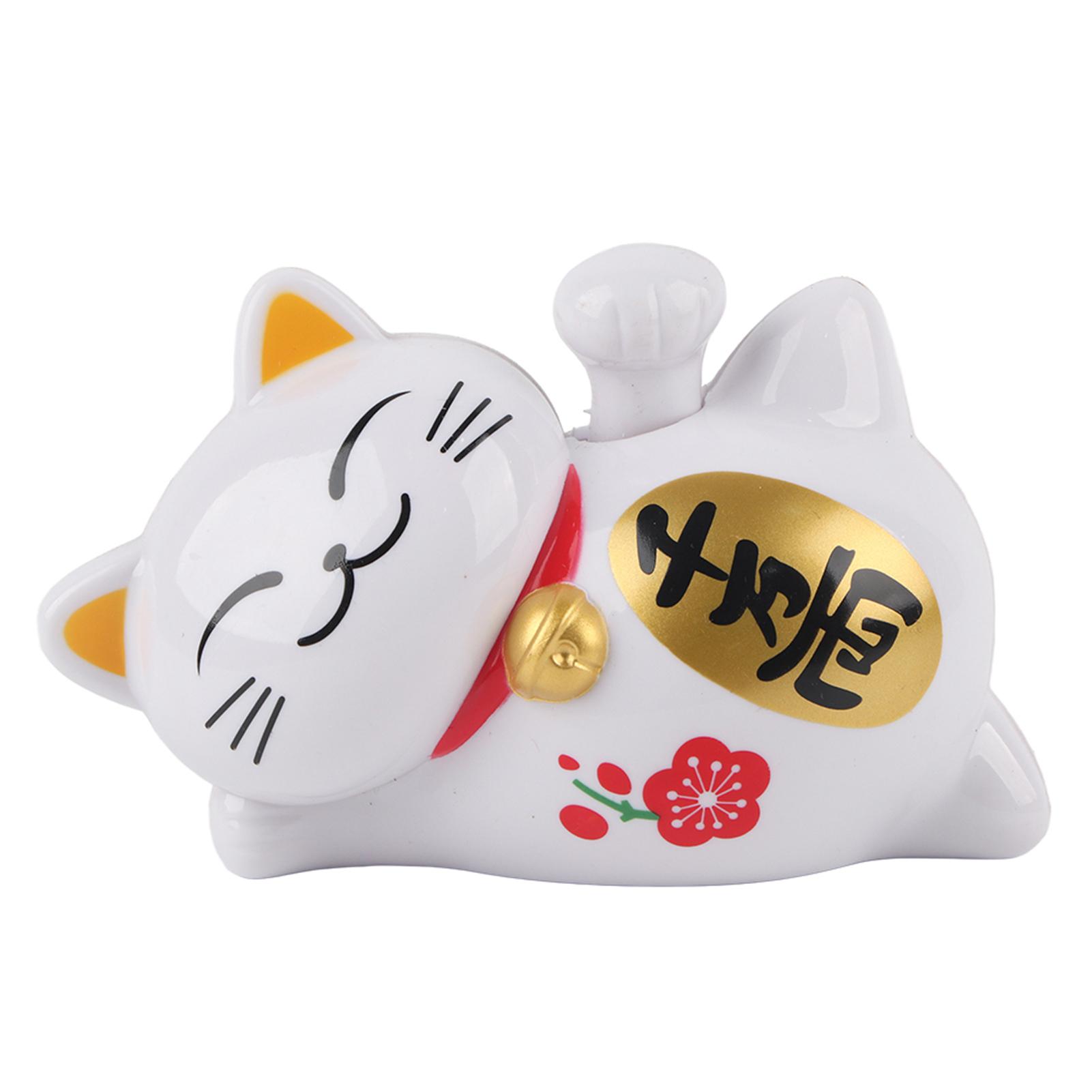 Solar Powered Adorable   Lying Waving Beckoning Fortune   Cat Car Accessories(#2)
