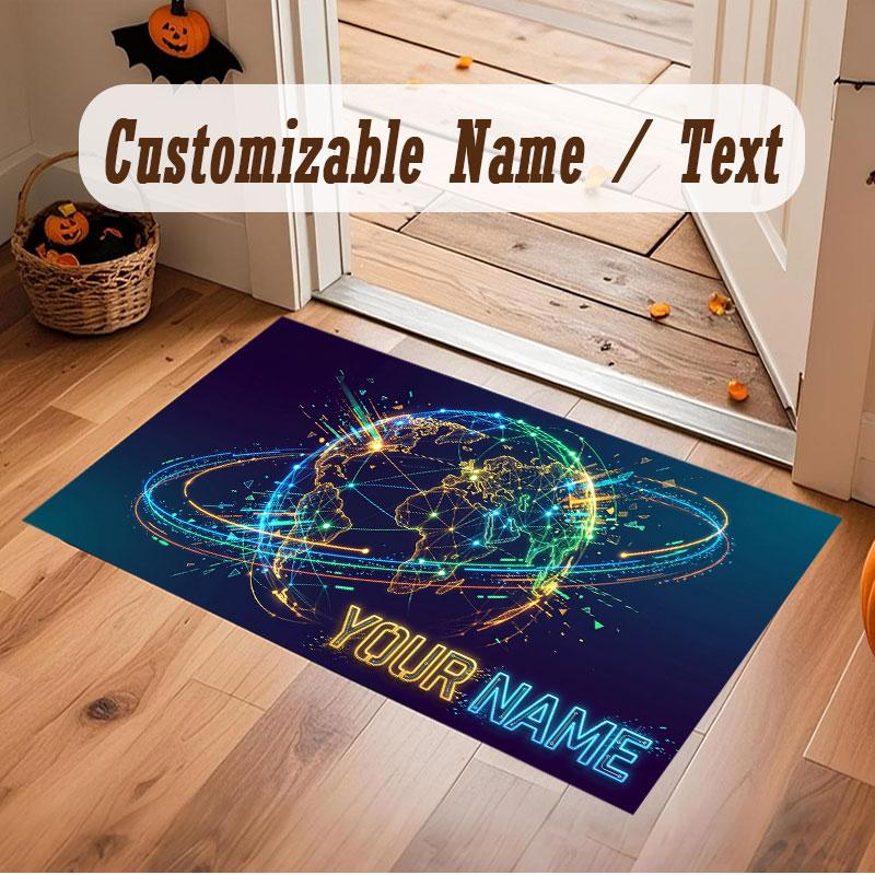 Abstract Personalized Theme Crystal Velvet Floor Rug Personalized Custom Name Text Warm Carpet Home Decoration