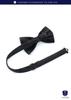 [HISDERN] Black Bow Tie for Men, Plain Silk, Formal Wear, Hook Closure, Easy to Put On and Take Off, Party Gift By BR-04