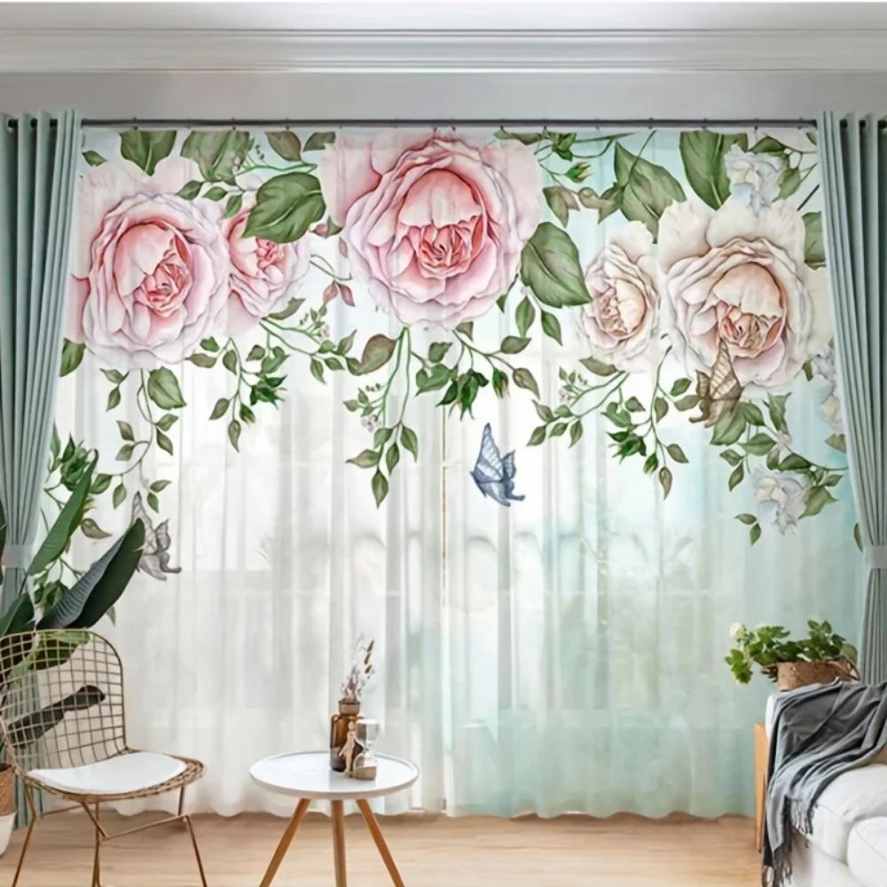 Moon Flower Swan Tree River Forest Natural View Window Curtain For Living Room Kids Bedroom Bathroom Kicthen Door Home Decor2Pcs