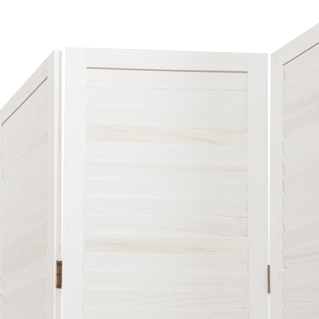 4 Piece Room Divider White Solid Paulownia Wood