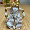 Handmade Marble Dust Lord Ganesha 4.5 Inch for Diwali God Idol Art Figurine for Home Car Dashboard Ganpati Ganesh Murti Temple Pooja Decorative
