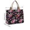 Zipper Floral Print Tote Bag Portable Mommy Bag Portable Canvas Lunch Bag  For Mom