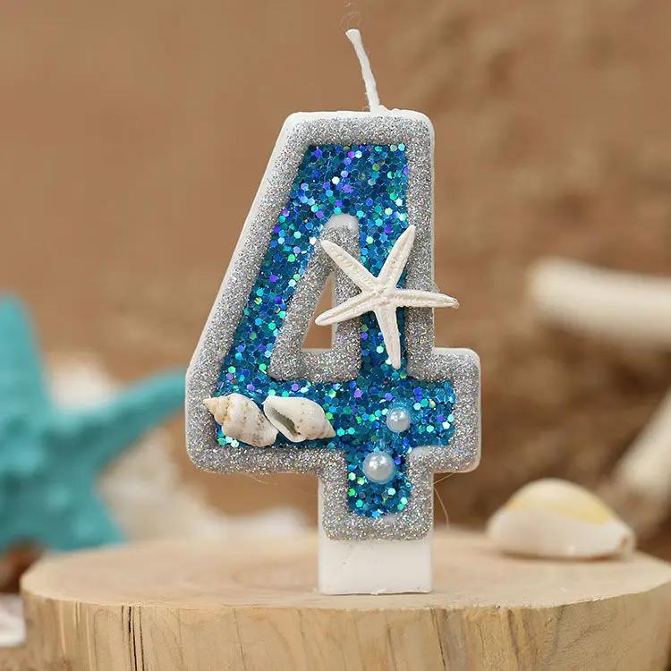 Ocean Starfish Conch Digital Candle, New Birthday Candle Creative Digital Handmade Candle Cakes Decoration Candle Ornament