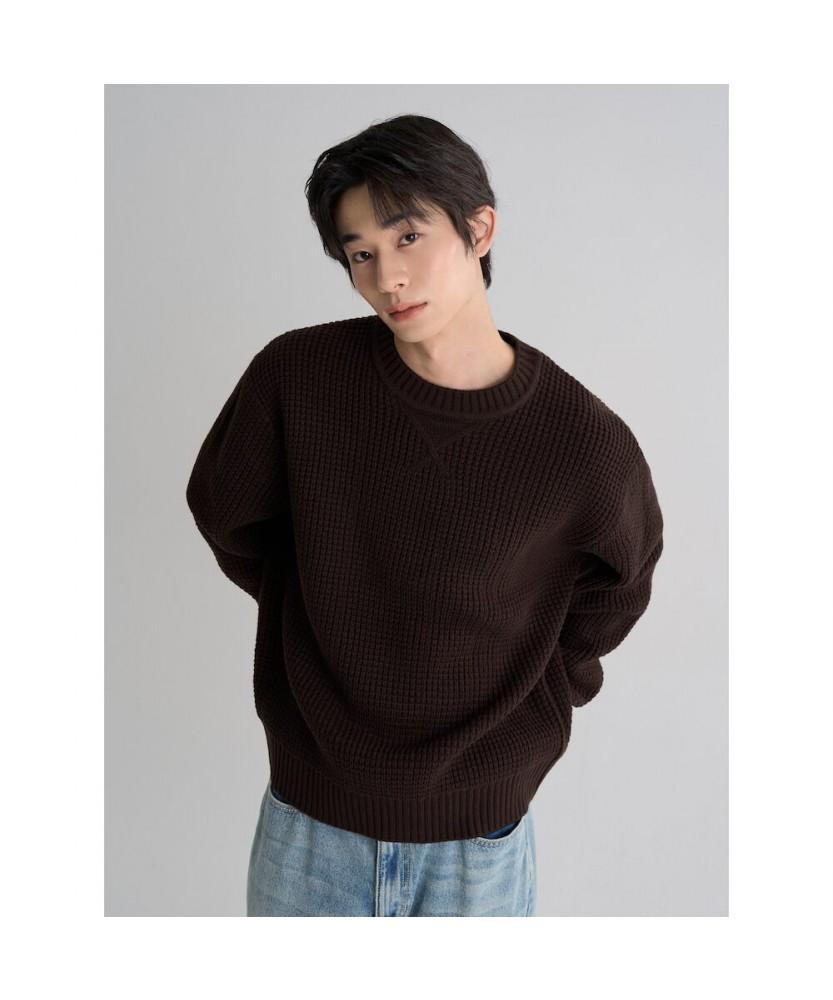 8SECONDS Casual Fisherman Round Knit Brown
