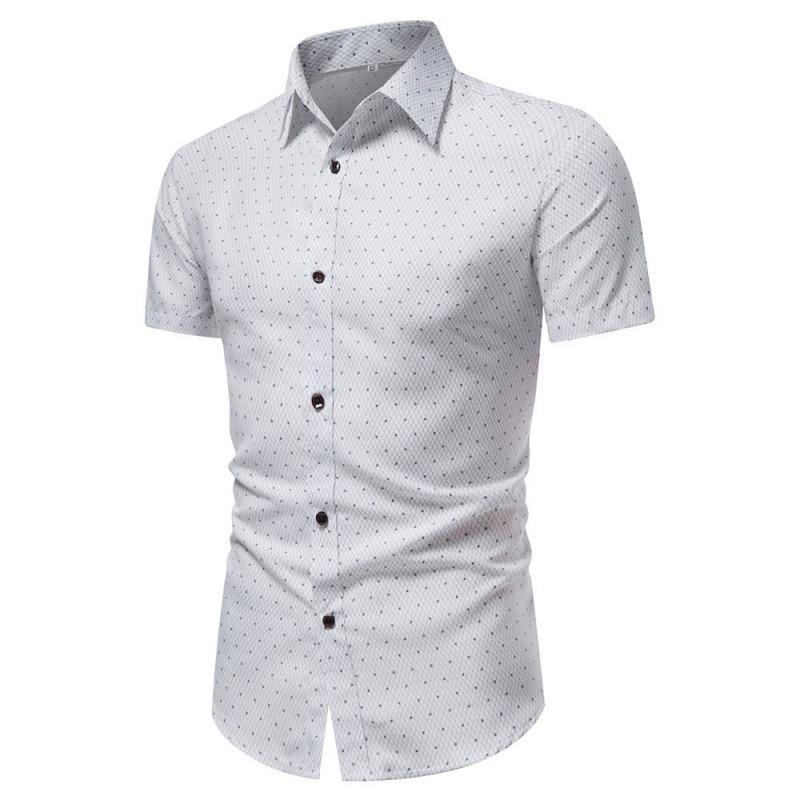 Men Summer Shirt for Men Daily Casual White Shirts Short Sleeve Button Down Slim Fit Male Social Blouse