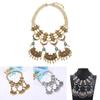 Ethnic Style Carved Flower Design Simulation Gemstone Decoration Women Necklace For Casual Boho Look