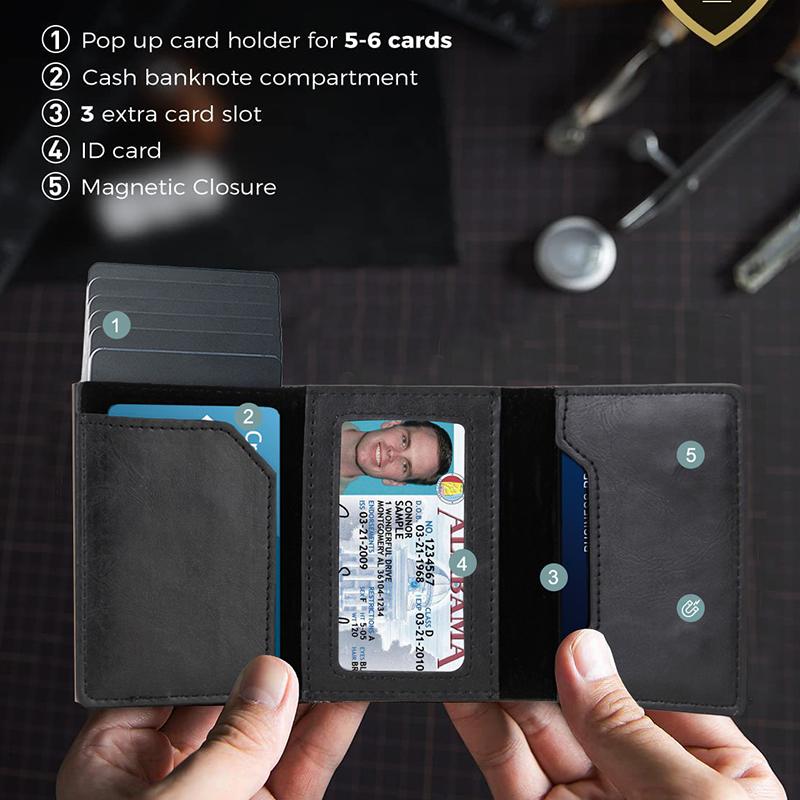 Rfid Card Holder Airtag Wallets Men Money Bag Slim Thin Women Wallets Leather Wallet For Apple Air Tag Purses Smart Black Wallet