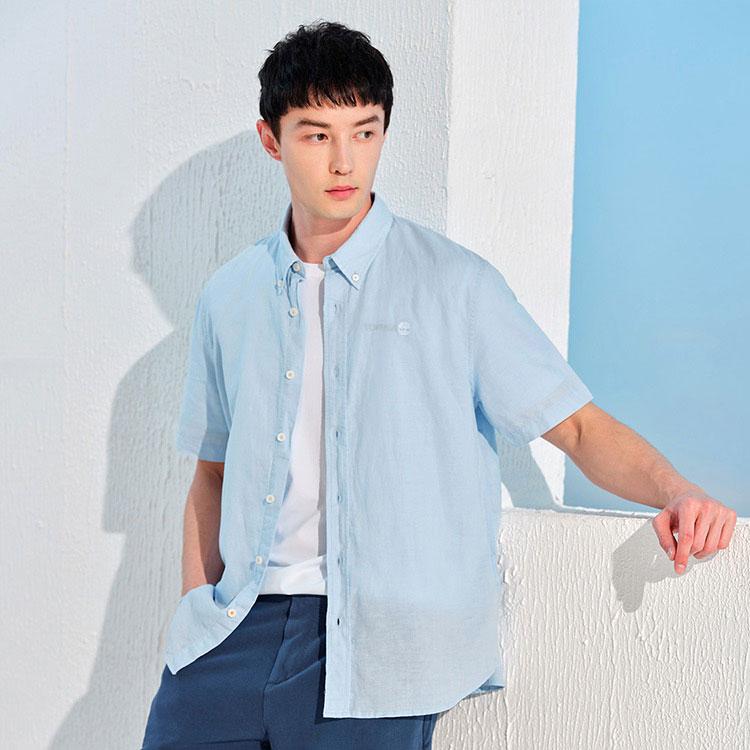 Timberland Solid Color Outdoor Breathable Casual Slim Fit Polo Shirt Men Shirts Light-Blue A24WG-940