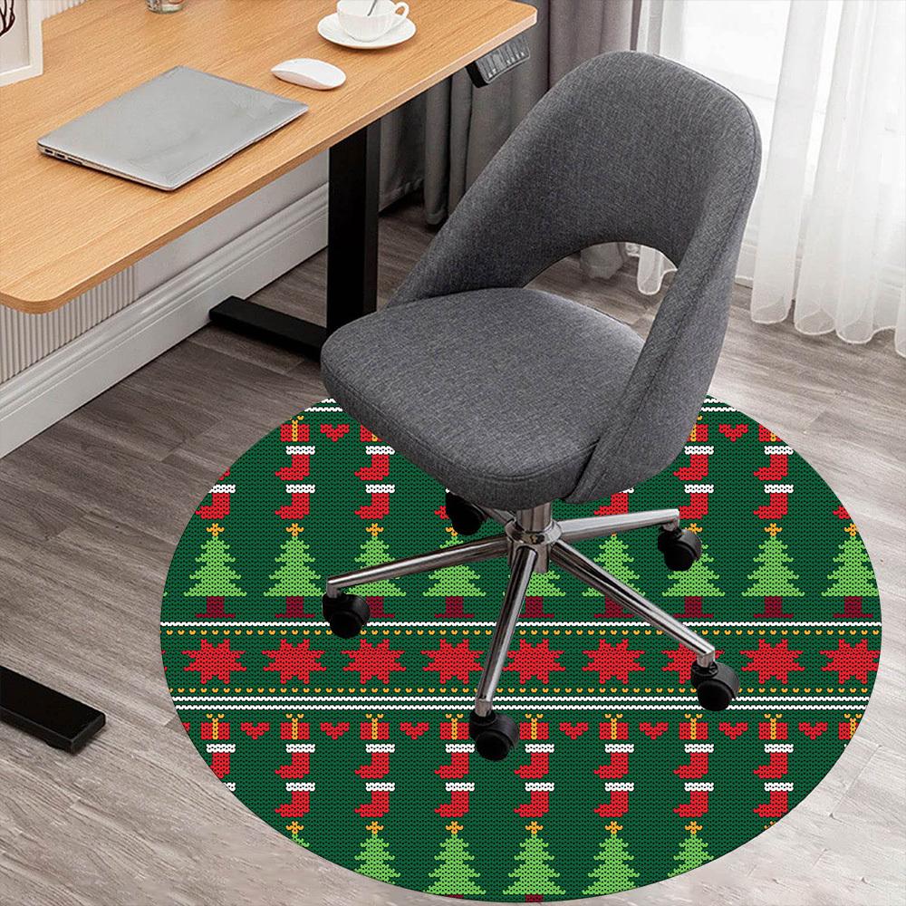 

1pc Christmas tree Round Chair mat Area Rug - Non-Slip, Floor Mat for Office, Bedroom, and Indoor Decor -1002152 80cm by 80cm