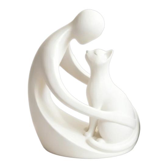 Minimalist Abstract Human And Cat Figurine Modern Decorative Men Women Cat Statue for Home Office Table Shelf Desk Entryway Decor