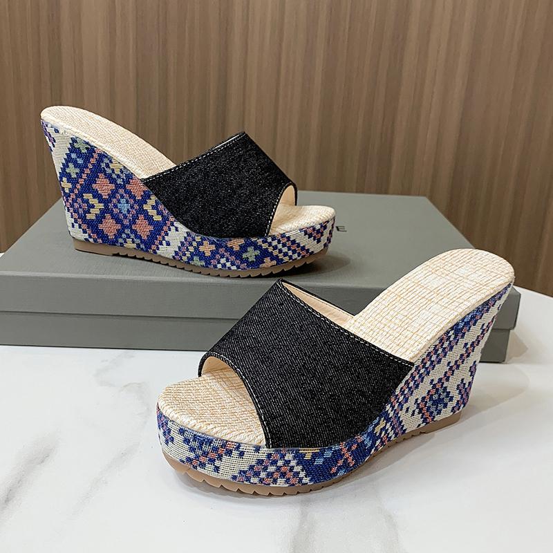 Mode Damen Keilpantoletten Sommer Plateau Sandalen Bequem Lässig Pantoletten Strand Outdoor Damen Alltagssandalen Frauenschuhe