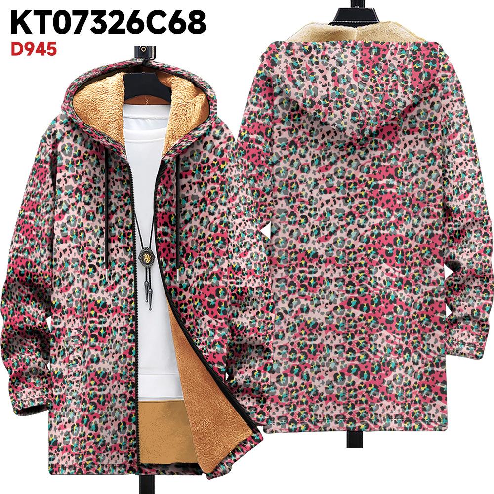 New Jacket: Multi-colored Pattern Elements, Zipper Hooded Cardigan, Thickened Winter Fleece Padded Clothes, Yellow Lining, Trendy Cotton Clothes