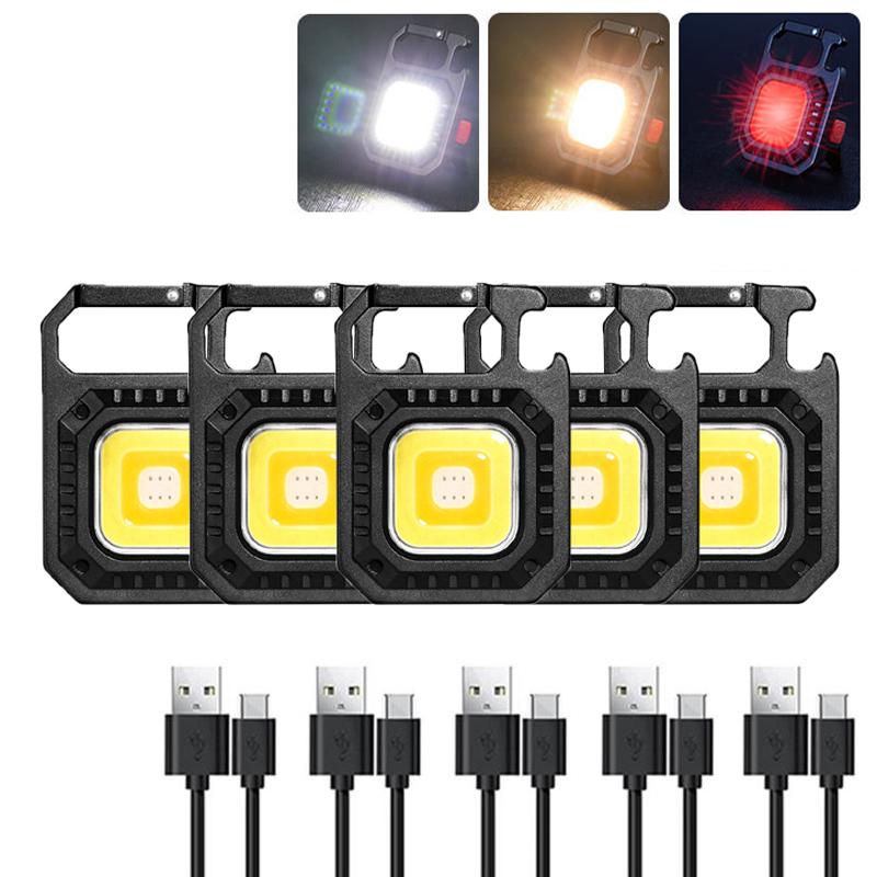 Portable Mini Keychain Light USB Rechargeable Flashlight led Waterproof Emergency Work Light Powerful Outdoor Camping Torch