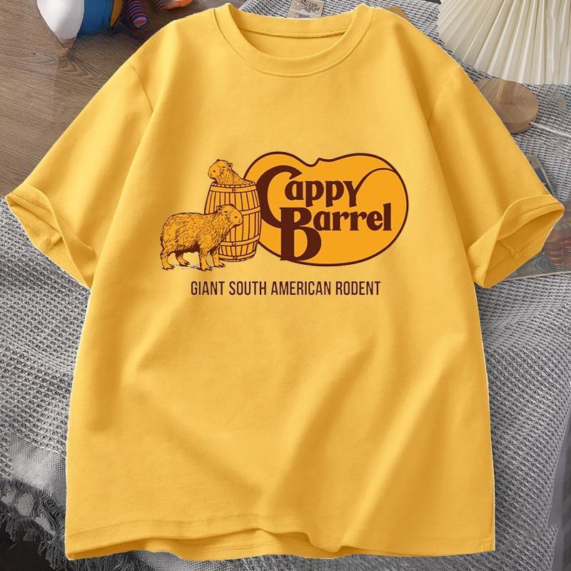 Cappy Barrel Capybara Tshirt Unisex Summer Cotton Short Sleeve Casual Graphic Tee Shirt Women Clothes Streetwear 90s T Shirts Top