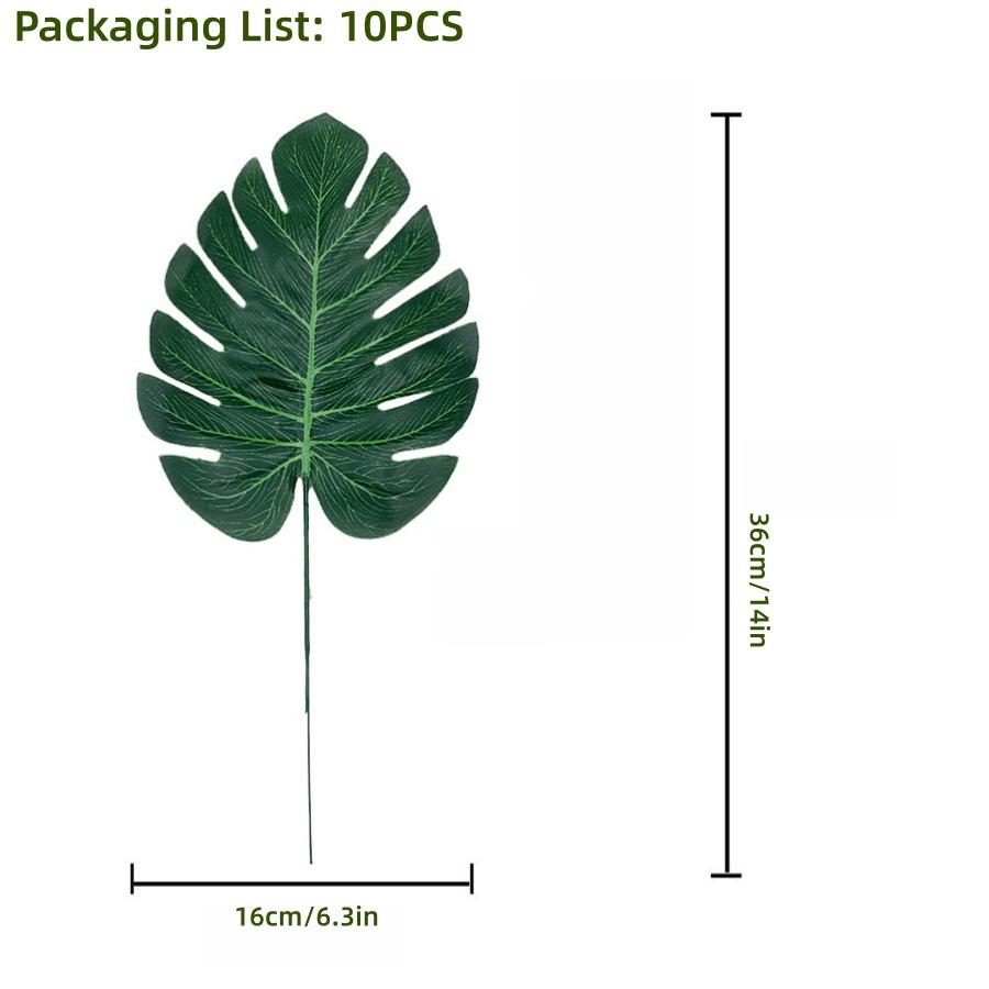 10/56pcs Tropical Palm Leaves Set - Artificial Safari Jungle Leaf Decorations with Stems for Party Home Accents