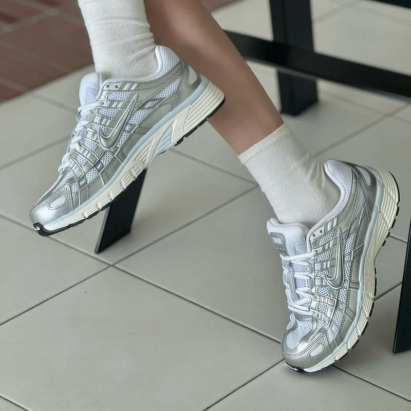 Nike P 6000 White Blue Tint Sail Metallic Silver Women's Sneakers BV1021-106