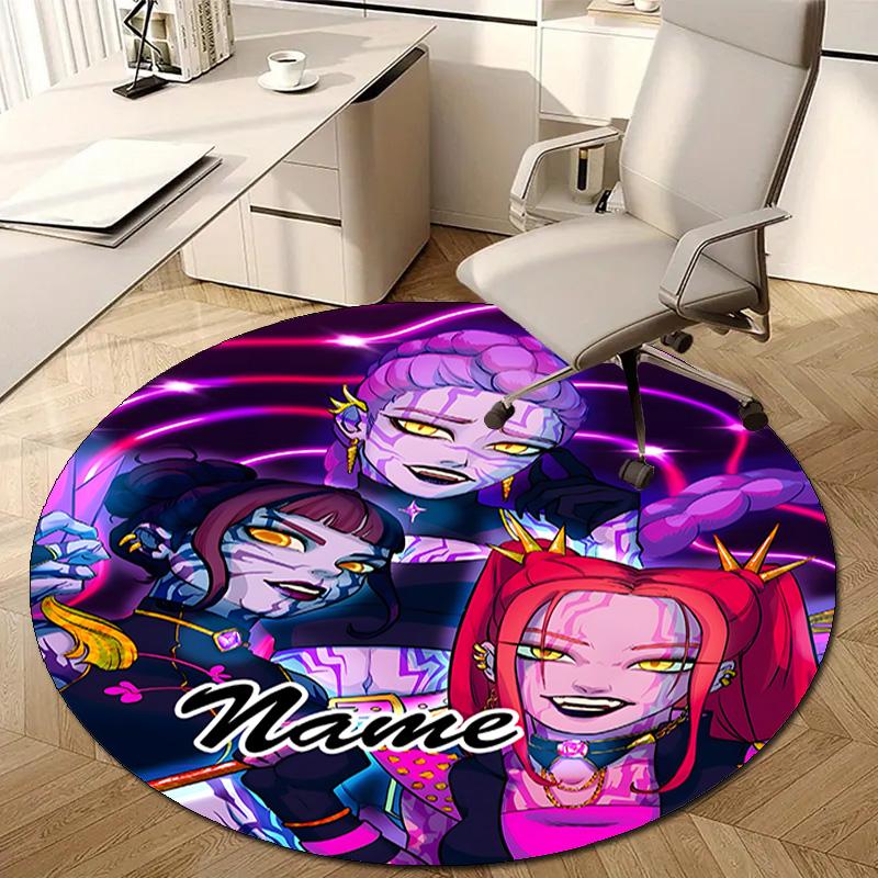 Personalized K-KPop Demon Hunters Round Chair Office Rug - Perfect for Mat, Office Chair & More - Ideal Gift for Birthdays and Holidays