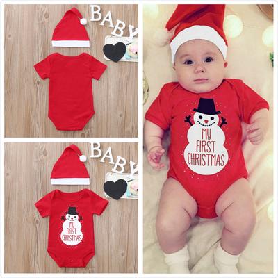 3PCS Set Newborn Toddler Unisex Baby Xmas Clothes Top Pants Santa Claus Outfits