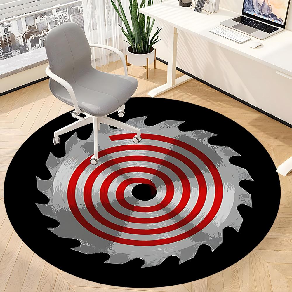 1pc Saw Blade Chainsaw Office Round Area Rug, Under Office Chairs Bedroom Living Room Home Decor, Room Deco, Available In Various Sizes