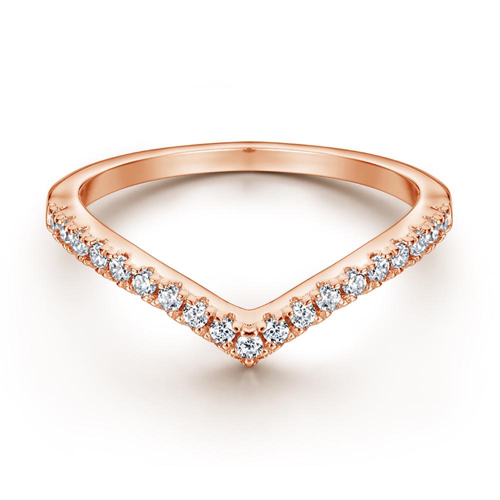 

Tonglin Корейская Мода Женское Серебряное Кольцо 925 пробы V-образной формы со стразами US Size 9