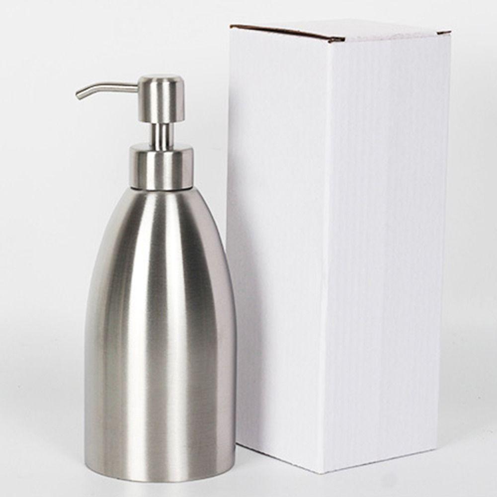 Refillable Stainless Steel Soap Dispenser 500ml Liquid Soap Container Shower Gel Bottles  Office