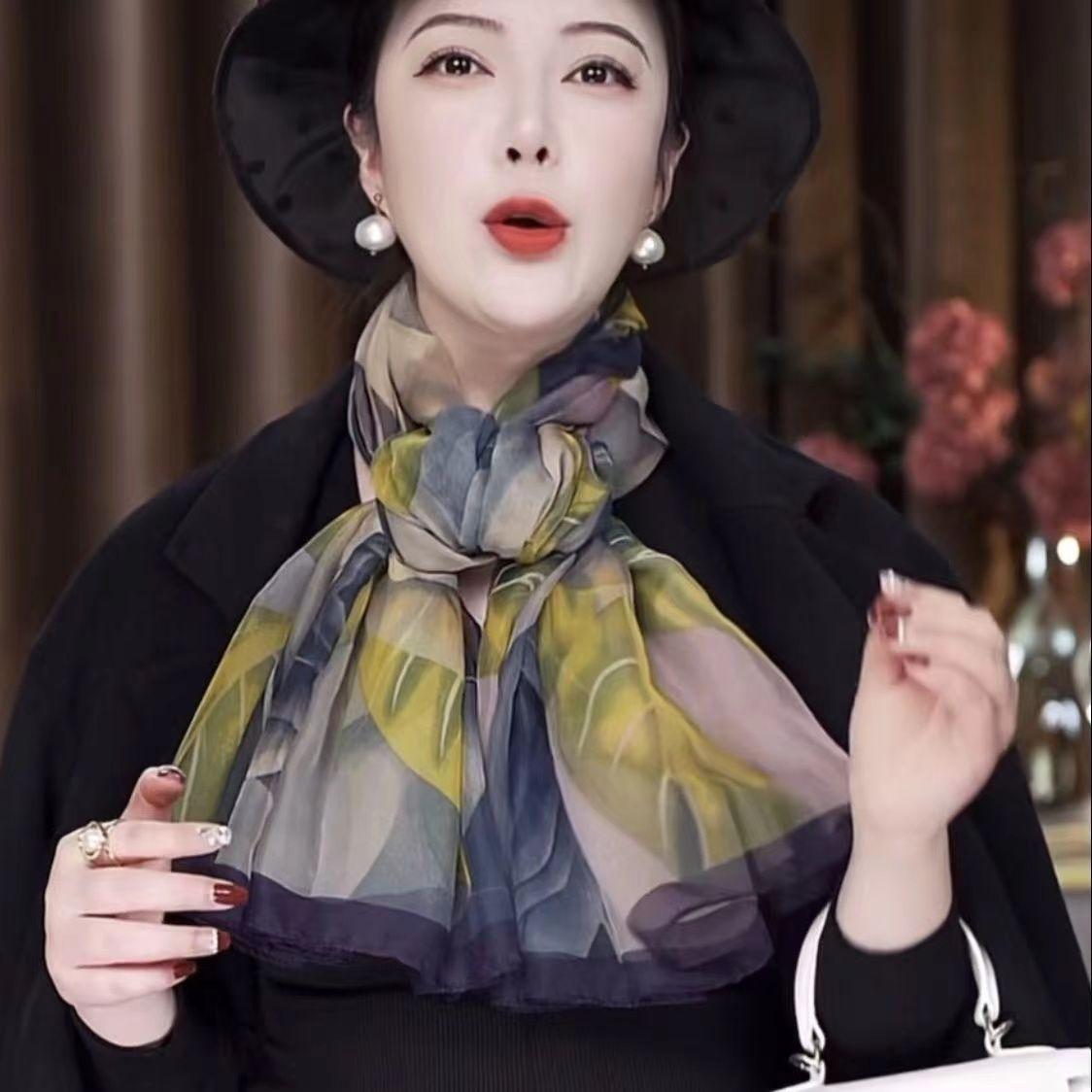 

Новый модный шарф универсальный солнцезащитный платок пляжный шарф 130 * 180 шаль туристический шарф шелковый шарф