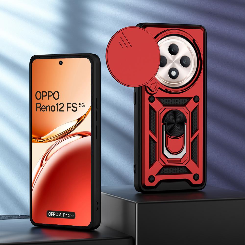 Armored case for Oppo Reno 12FS / 12F, CamShield Slide, red
