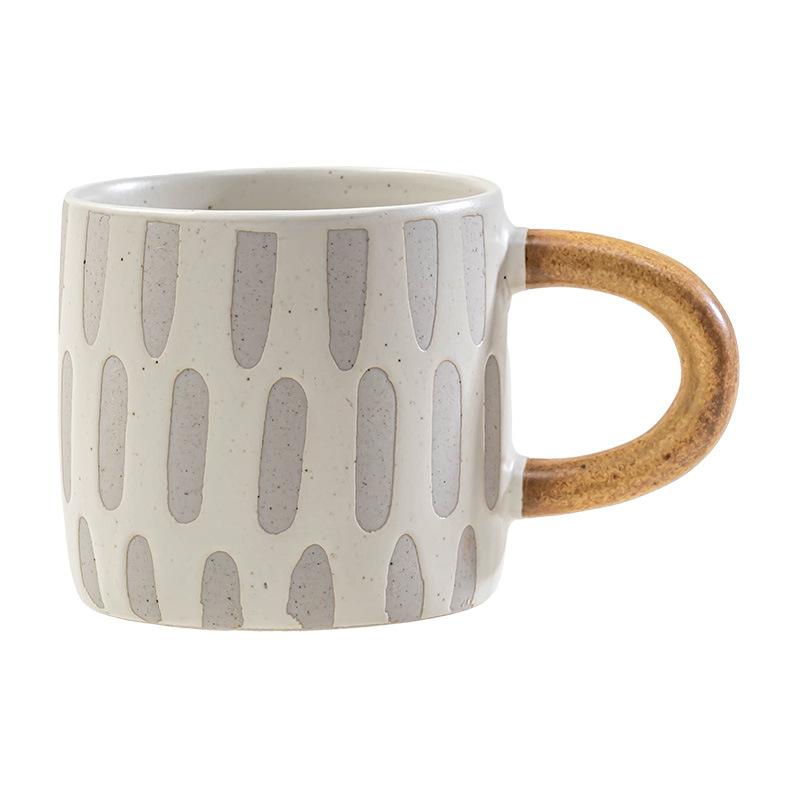 Creative Mug Contrasting Color Pattern Cup Simple Style Household Coffee Cup Breakfast Cup Restaurant Water Cup Tea Cup