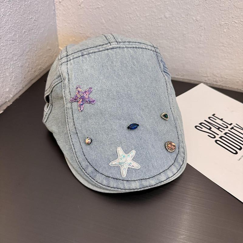 Pentagram Retro Star Cowhide Cabbie Hat Breathable Cotton Fashion Women Casual