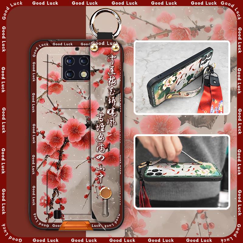 Ring Phone Holder Phone Case For Oukitel WP6 Elderly lady Fashion Lanyard Chinese style Kickstand Silicone Durable