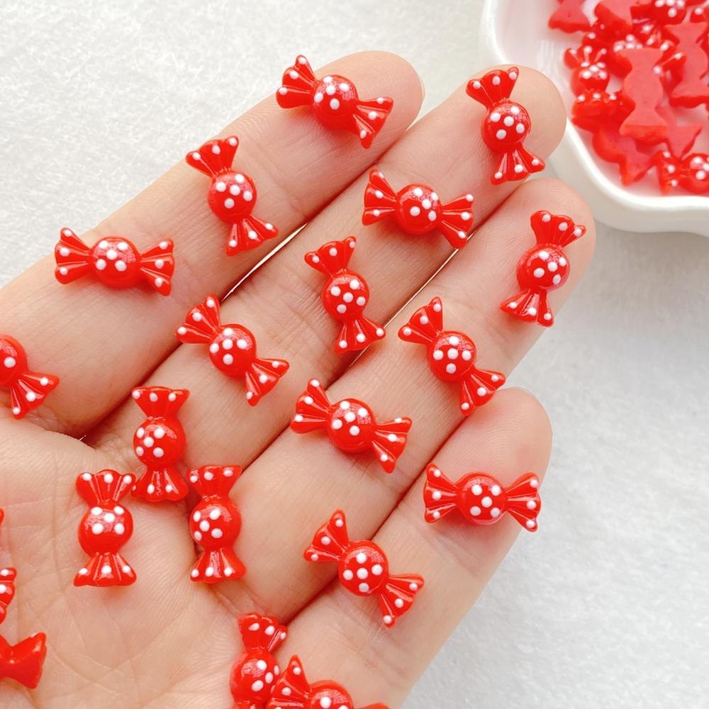 30Pcs Cute Mini Cartoon Candy Series Flat Back Rhinestone Bead Scrapbook DIY Manicures Appliques Accessories Crafts