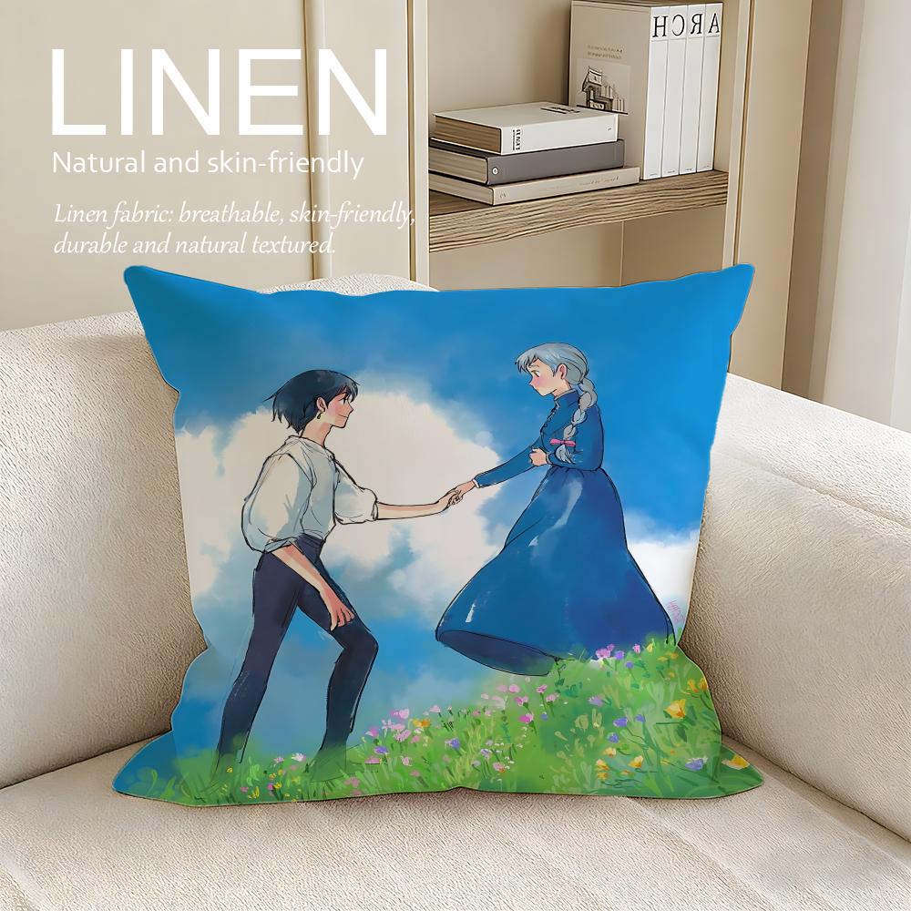 Anime Nomadic Castle Cushion Cover Pillowcase Set Pcs x x Breathable Washable Sofa Cushion Cover