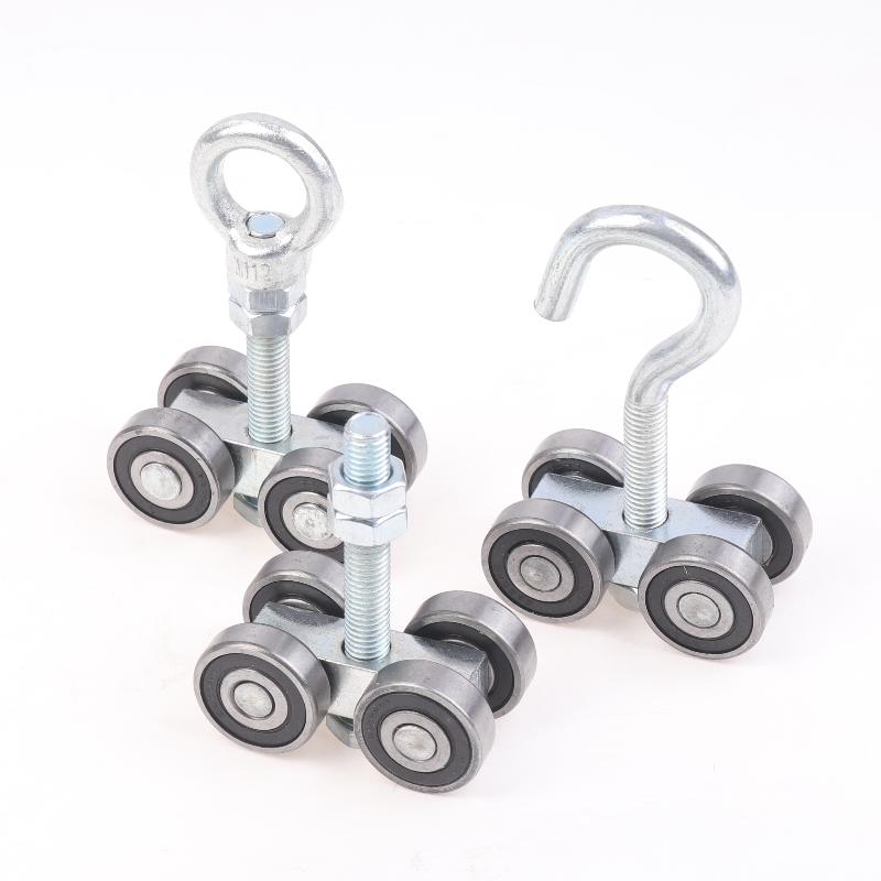 1Pcs Industrial Heavy Duty Sliding Door Hanging Rail Bearing Wheel Iron Pulley M12X80 Steel Tile Roller Wheel Loading 400Kg