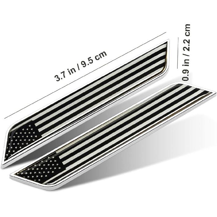 Car Styling 3D Aluminum Epoxy National Flag Logo Emblem Sticker Metal Decal Badge Auto Exterior Accessory (USA Black Silver)
