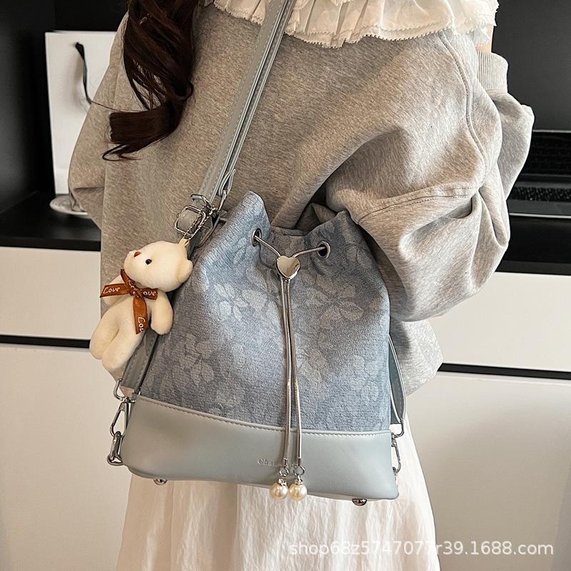 Fashion Design Backpack Bag Women's 2025 New Niche Design Bucket Bag Print Mostly Use One-shoulder Crossbody Bag Trend
