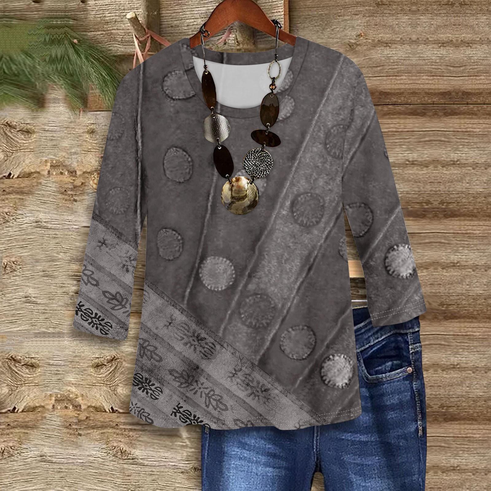 

Рубашки с рукавом 3/4 для женщин, милые футболки с графическим принтом, блузки, повседневные базовые топы больших размеров, пуловеры XL