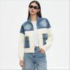 DIMANAF 2025 Autumn New Women Short Jacket Zipper Sweaters Coat Patchwork Coat Knitting Pockets Sweater