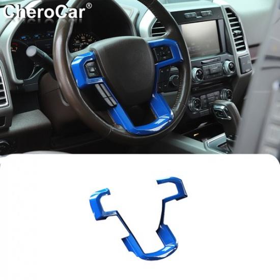 

Blue ABS Auto Steering Wheel Moulding Frame Cover Trim for Ford F150 F250 F350