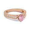 Pink CZ Vintage Milgrain Solitaire Women Wedding Ring  - 925 Sterling Silver Rose Gold Vermeil