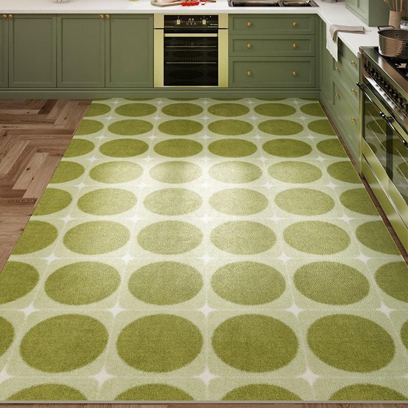 Carpet for Kitchen Household Non-slip Oil-proof Floor Mat Medieval Style Green Large Area Rug Waterproof Pvc Leather Foot Mats
