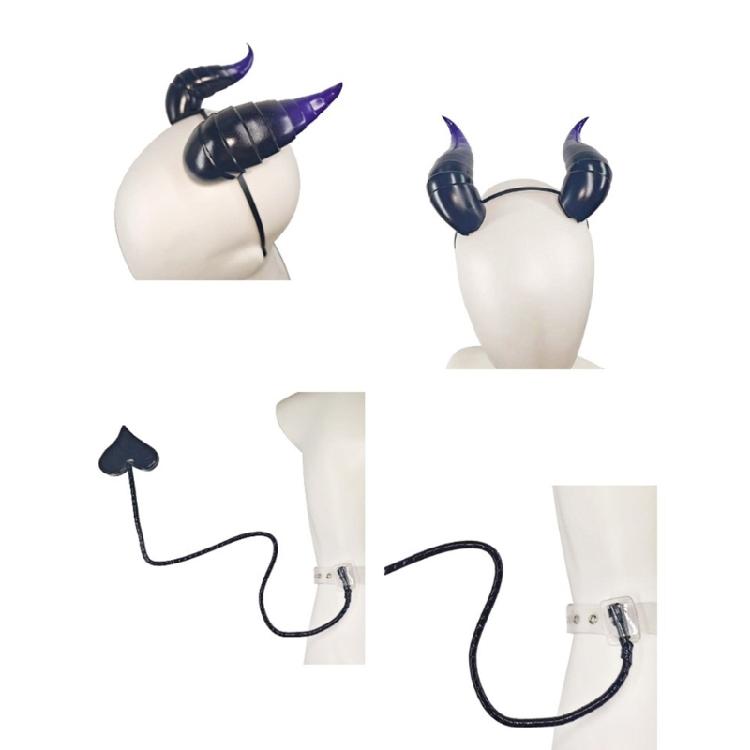 Adults Devil Costumes Set Accessories with Devil Horn Headband Demons Tail for Sex Play Halloween Cosplay Party Props