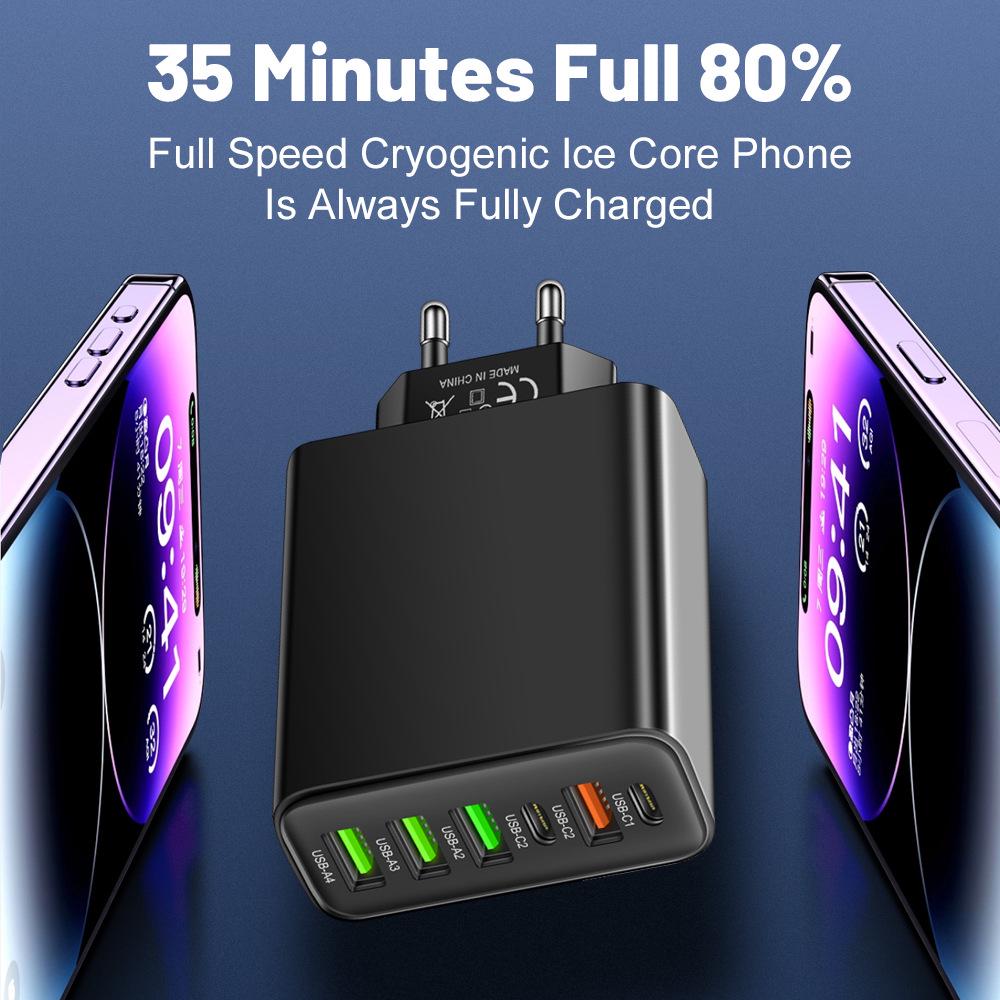3.1A Multi-Port Mobile Charger: 2 Type-C PD + 4 USB Travel Charger