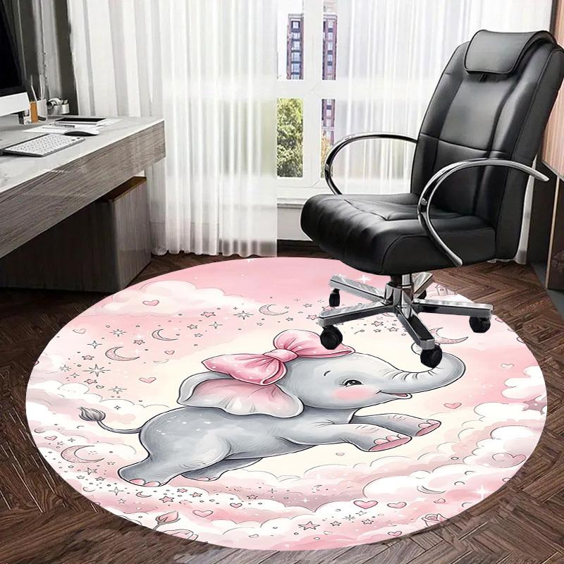 1PC Elephant Clouds Non-Slip Floor Round Carpet, Office, Family, Bedroom, Large Area Rug Indoor Rugs,  Durable Polyester-L0415