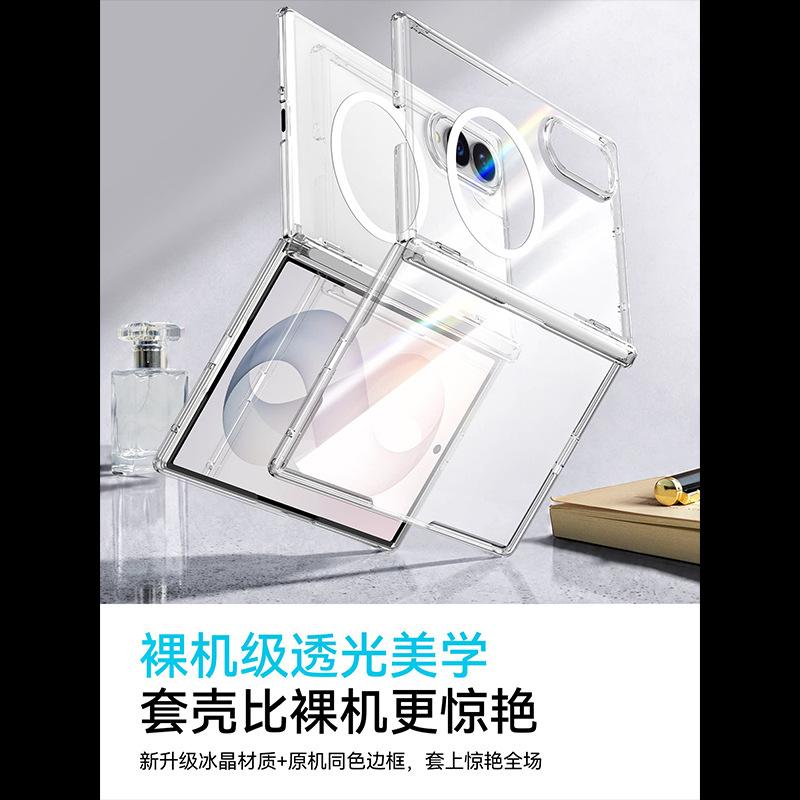 Applicable to Samsung ZFold1 mobile phone case, new zfold1ultra transparent center axis hinge all-inclusive 1 magnetic anti-drop