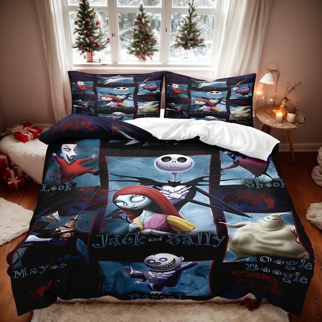 Halloween Nightmare Christmas Bedding Set Jack And Sally Duvet Cover Set Comforter Bedding Sets Bed Set Home Decor Bedding Set